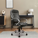 Nautilus Designs Santiago high back executive chair with Italian leather face, ergonomic design, and adjustable features.