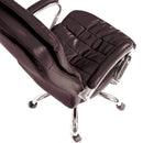 Close-up of Nautilus Designs Santiago high back executive chair with Italian leather face and detailed stitching.