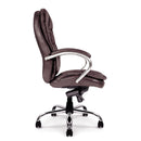 Side view of Nautilus Designs Santiago high back Italian leather executive chair with ergonomic design and adjustable features.