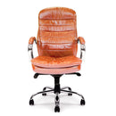 Front view of Nautilus Designs Santiago high back executive chair with Italian leather faced upholstery and ergonomic design.