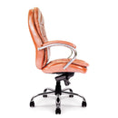 Nautilus Designs Santiago high back executive chair with Italian leather face and ergonomic design, shown from a side view.