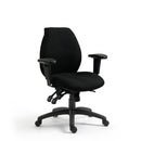 Nautilus Designs Severn ergonomic medium back multi-functional operator chair with adjustable features and breathable fabric.