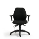 Nautilus Designs Severn ergonomic medium back operator chair with adjustable features and multi-functional design, front view.