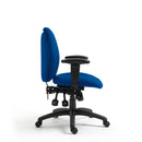 Nautilus Designs Severn ergonomic medium back operator chair with adjustable armrests and multi-functional features, side view.