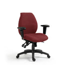 Nautilus Designs Severn ergonomic medium back operator chair with adjustable armrests and multi-functional sync mechanism.