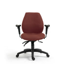 Nautilus Designs Severn ergonomic medium-back operator chair with adjustable armrests and multi-functional features, front view.