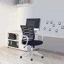 Nautilus Designs Spyro mesh armchair with white frame and detailed back paneling, showcasing modern designer furniture.