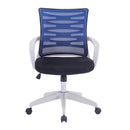 Nautilus Designs Spyro Mesh Armchair with white frame and detailed back paneling, showcasing modern design and comfortable seating.