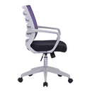 Spyro mesh armchair with white frame and detailed back panel by Nautilus Designs, showcasing modern design and ergonomic comfort.