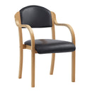 Nautilus Designs Tahara beech framed stackable side armchair with vinyl padded seat and backrest, modern and stylish furniture piece.