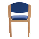 Nautilus Designs Tahara beech framed stackable side chair with vinyl upholstered padded seat and backrest, in black finish.