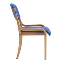 Nautilus Designs Tahara beech framed stackable side chair with vinyl upholstered padded seat and backrest.