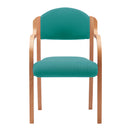 Nautilus Designs Tahara fabric beech framed stackable side armchair with upholstered padded seat and backrest, viewed from front
