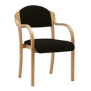 Nautilus Designs Tahara fabric beech framed stackable side armchair with padded upholstered seat and backrest.