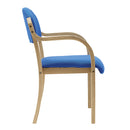 Nautilus Designs Tahara fabric beech framed stackable side armchair with upholstered padded seat and backrest, black finish.