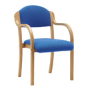 Nautilus Designs Tahara fabric beech framed stackable side armchair with upholstered padded seat and backrest, black finish.