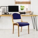 Nautilus Designs Tahara fabric beech framed stackable side chair with upholstered padded seat and backrest, in a stylish lifestyle setting.
