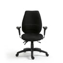 Nautilus Designs Thames ergonomic high-back operator chair with adjustable headrest and armrests, designed for 24-hour multi-functional use.