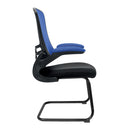 Nautilus Designs Luna Designer medium back mesh cantilever chair with two-tone finish and folding arms, shown from side view.