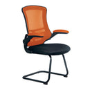 Nautilus Designs Luna Designer Medium Back Mesh Cantilever Chair with two-tone finish and folding arms, showcasing ergonomic office seating.