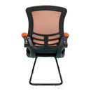 Nautilus Designs Luna medium back cantilever chair with two-tone mesh seat and back, folding arms for versatile office seating.