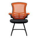 Nautilus Designs Luna Designer medium back two-tone mesh cantilever chair with folding arms, front view