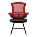 Nautilus Designs Luna Designer Medium Back Two Tone Mesh Cantilever Chair with folding arms, front view.