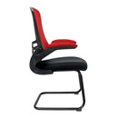Nautilus Designs Luna Medium Back Two Tone Mesh Cantilever Chair with folding arms, showing side view and modern office style.