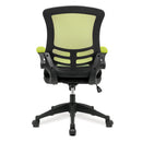 Nautilus Designs Luna Designer medium back mesh chair with two-tone fabric and folding arms, featuring a modern ergonomic office style.