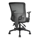 Side view of Nautilus Designs Barri Medium Back Mesh Task Chair with black fabric seat and adjustable lever controls.