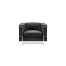Black Belmont contemporary reception chair with leather face, stainless steel frame, and integrated leg supports by Nautilus Designs.