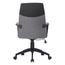 Nautilus Designs Clyde high back fabric office chair in two-tone gray and black with ergonomic design and padded armrests.