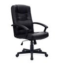Black Darwin high back leather effect executive chair by Nautilus Designs with padded armrests and ergonomic design.