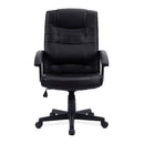 Black Darwin high back leather effect executive chair by Nautilus Designs, featuring a modern design and ergonomic cushion.