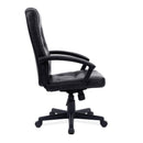Black Darwin high back leather effect executive chair by Nautilus Designs, shown from the side angle.