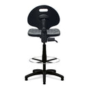 Derwent Polyurethane Draughtsman Chair by Nautilus Designs with a high back and adjustable armrests, in black polyurethane.