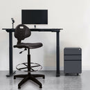 Nautilus Designs Derwent polyurethane draughtsman chair with adjustable height and ergonomic design, shown in a modern workspace setting.