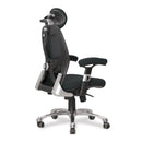 Side view of Nautilus Designs Ergo ergonomic luxury high back executive mesh chair in black with lumbar support.
