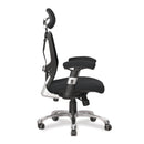 Side view of Nautilus Designs Ergo ergonomic high back mesh office chair in black with adjustable headrest and lumbar support.
