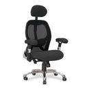 Black Nautilus Designs Ergo ergonomic high back mesh office chair with adjustable headrest and lumbar support.