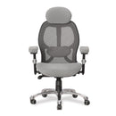 Nautilus Designs Ergo ergonomic high back mesh office chair in grey, featuring adjustable headrest and lumbar support.