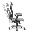 Side view of Nautilus Designs Ergo ergonomic luxury high back mesh chair in grey with adjustable headrest and lumbar support.