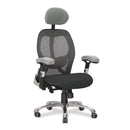 Ergo ergonomic high back mesh office chair in grey and black with adjustable headrest and lumbar support by Nautilus Designs