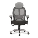Nautilus Designs Ergo ergonomic high back mesh chair in grey and black with adjustable headrest and lumbar support.