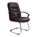 Nautilus Designs Fleet high back leather executive visitor armchair with ruched panel detail and chrome cantilever base.