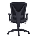 Nautilus Designs Fortis black fabric bariatric task chair with integrated lumbar support, shown from the back.