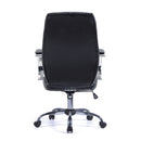 Nautilus Designs Hastings high-back bonded leather manager's chair with mesh panel detailing, black color, ergonomic office seating