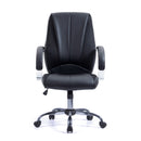 Nautilus Designs Hastings high back bonded leather manager's chair with mesh panel detailing, black color, ergonomic office seating.