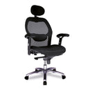 Black Hermes high back mesh executive chair with adjustable lumbar support and modern design by Nautilus Designs.
