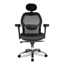 Nautilus Designs Hermes high back mesh executive chair with adjustable lumbar support, black finish, and ergonomic design.